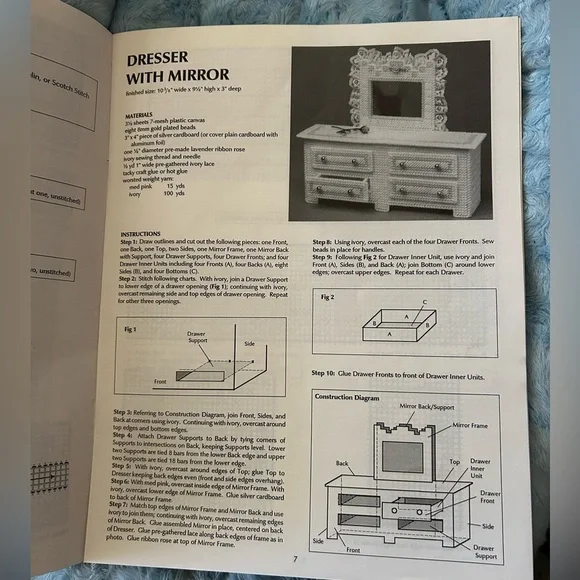 Vtg Fashion Doll BEDROOM Plastic Canvas Pattern Booklet Leaflet Needlework #3060 - Picture 3 of 5
